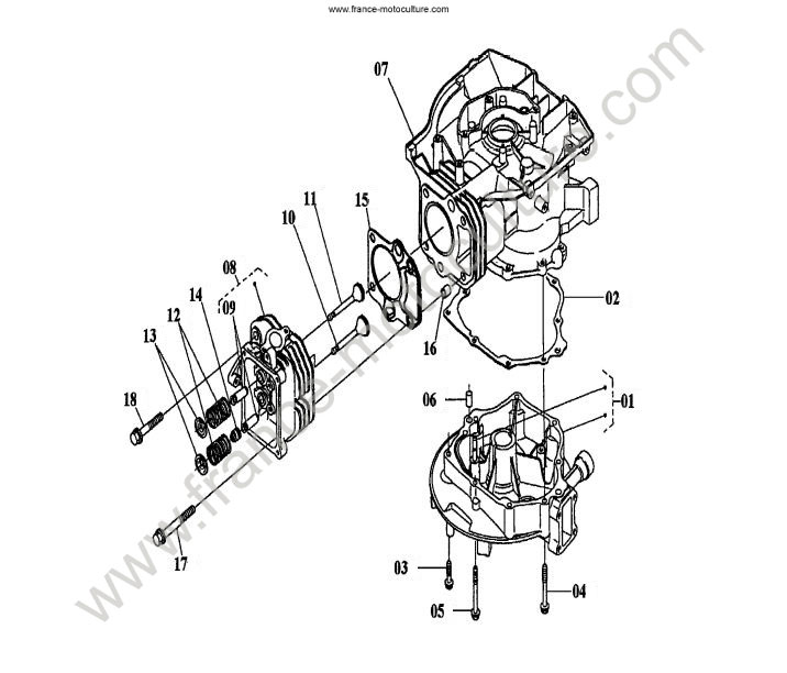 Bloc moteur - culasse : KUBOTA - W521