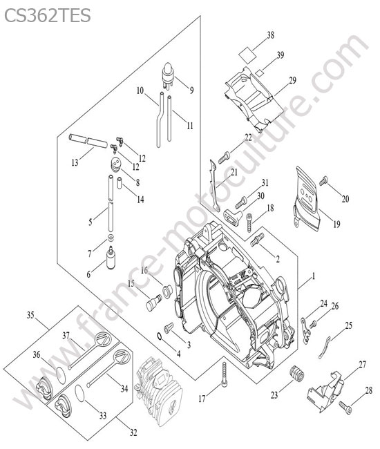 Carter moteur ECHO CS362