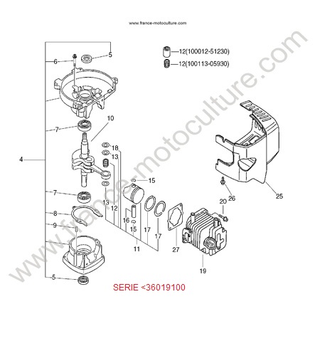 CYLINDRE / Piston - serie avant 36019100 ECHO HC1500