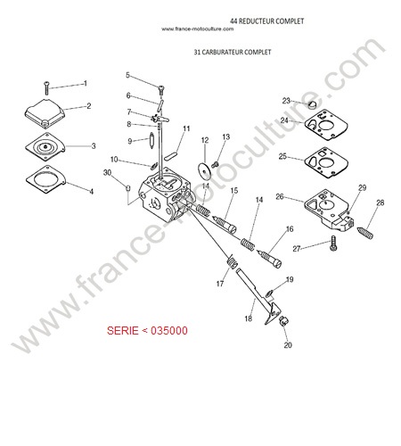 CARBURATEUR - serie avant 035000 ECHO HC1500