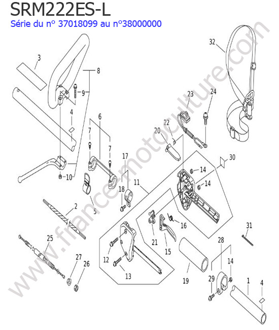 Tube / Poignee ECHO SRM222ESL-2