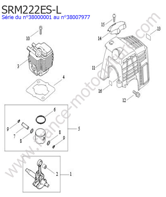 Cylindre / Piston / Vilebrequin : ECHO - SRM222ESL-3