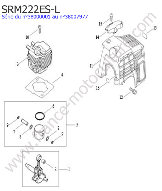 Cylindre / Piston / Vilebrequin ECHO SRM222ESL-3
