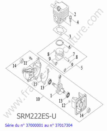 ECHO - SRM222ESU-1 : Cylindre / Vilebrequin / Piston