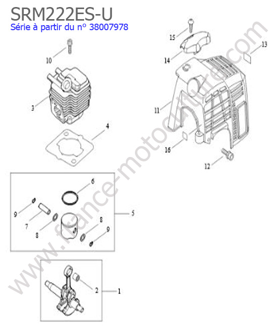 Cylindre / Piston / Vilebrequin : ECHO - SRM222ESU-4