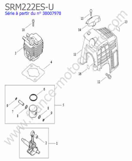 ECHO - SRM222ESU-4 : Cylindre / Piston / Vilebrequin