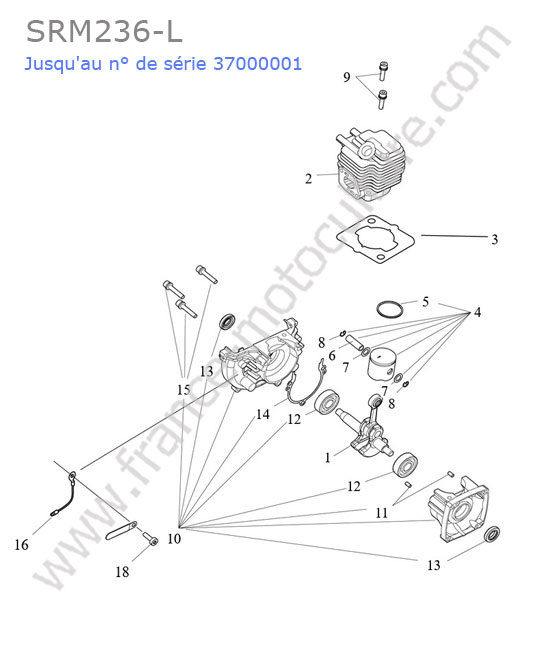 Cylindre / piston / vilebrequin ECHO SRM236-1