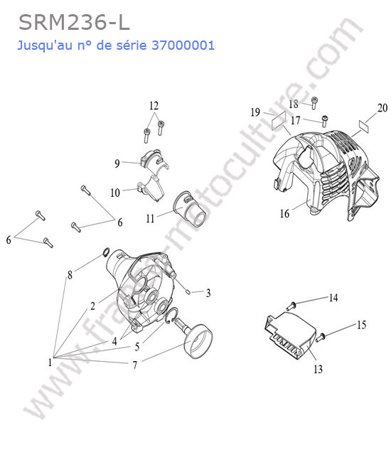 Carter moteur / accouplement ECHO SRM236-1