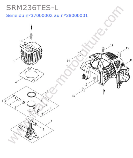 Cylindre / vilebrequin / piston ECHO SRM236-13