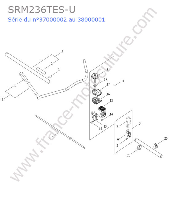 Tube / poignee ECHO SRM236-15