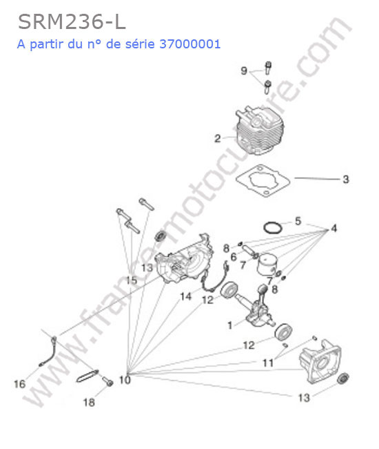 Cylindre / piston / vilebrequin ECHO SRM236-2