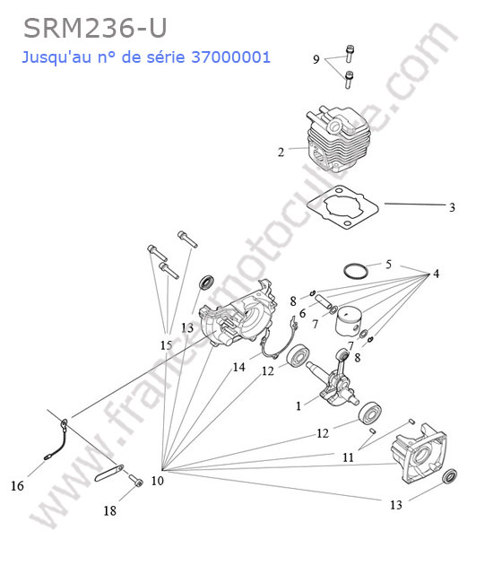 Cylindre / piston / vilebrequin ECHO SRM236-3
