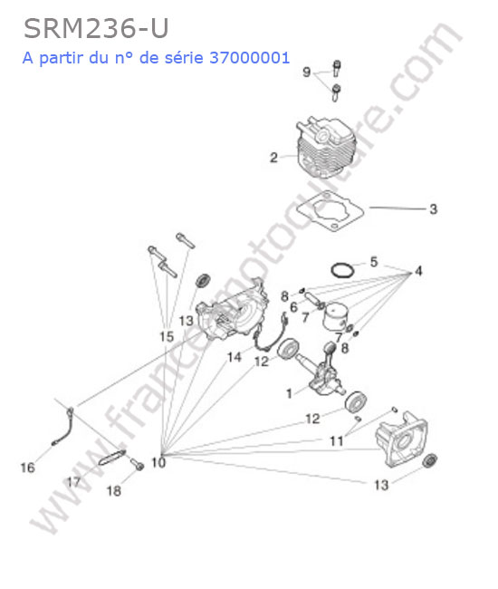 Cylindre / piston / vilebrequin ECHO SRM236-4