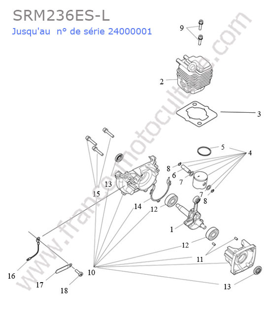 Cylindre / piston / vilebrequin ECHO SRM236-5