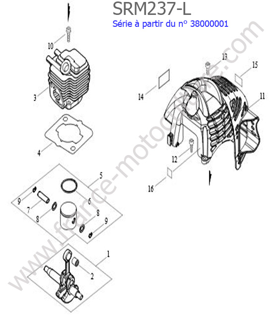 Cylindre / Piston / Vilebrequin ECHO SRM237L