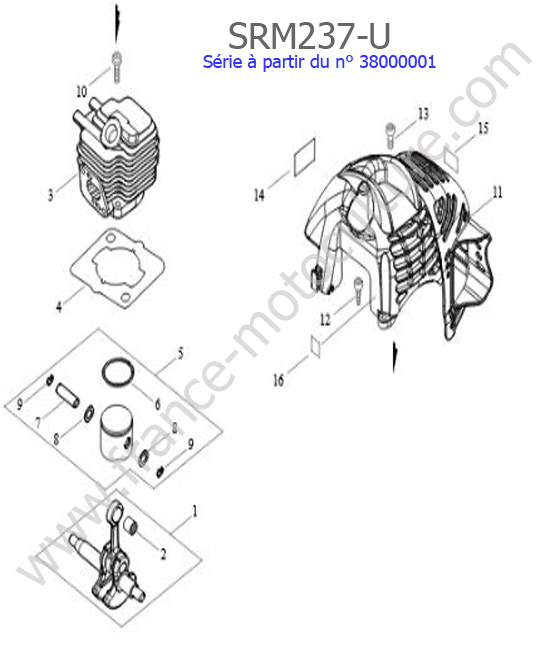 Cylindre / Piston / Vilebrequin ECHO SRM237U