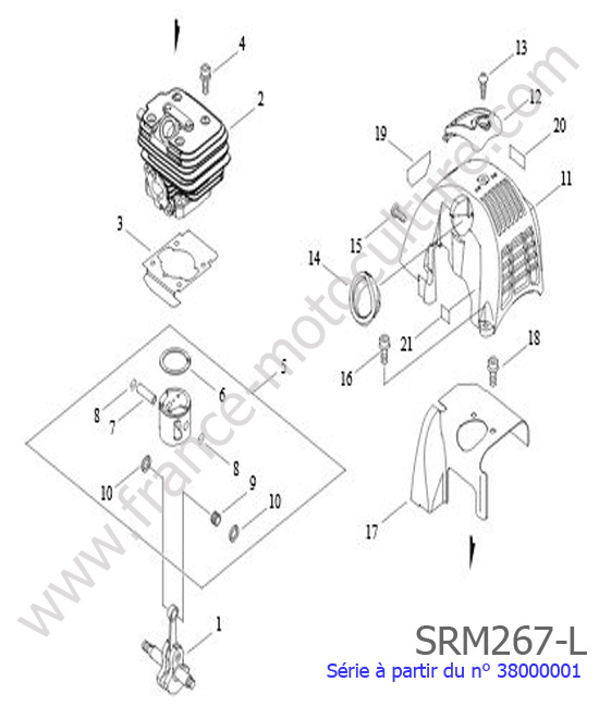 Cylindre / Piston / Vilebrequin : ECHO - SRM267L