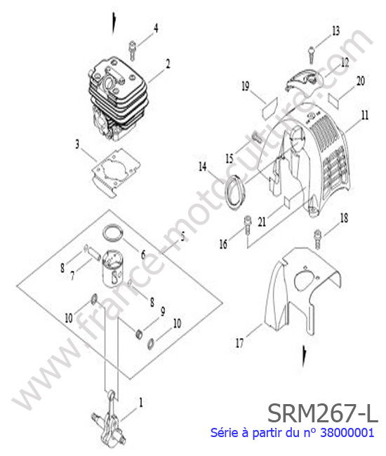 Cylindre / Piston / Vilebrequin ECHO SRM267L