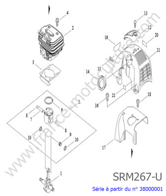 Cylindre / Piston / Vilebrequin : ECHO - SRM267U