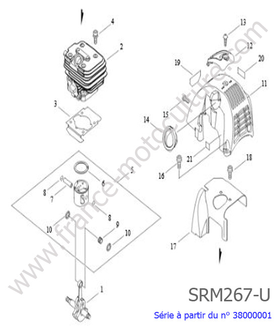 Cylindre / Piston / Vilebrequin ECHO SRM267U