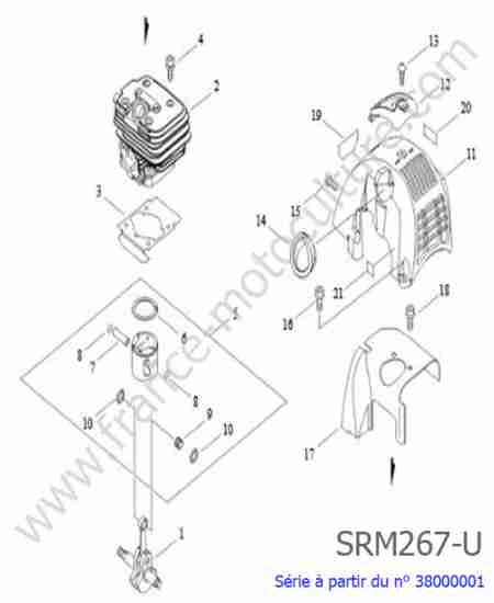 ECHO - SRM267U : Cylindre / Piston / Vilebrequin