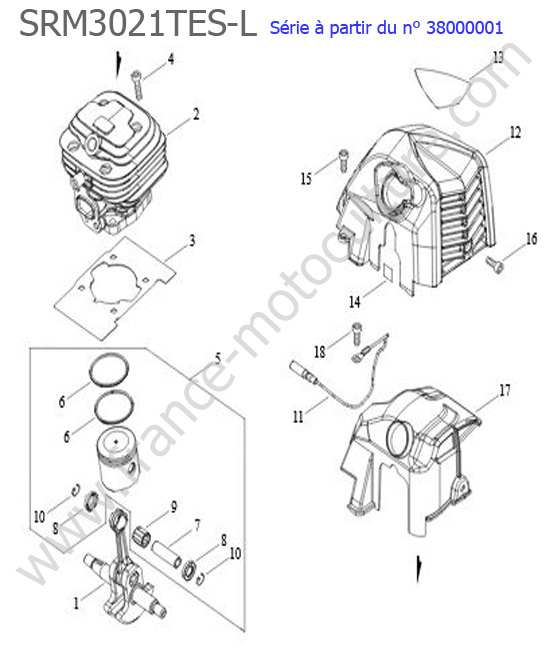 Cylindre / Piston / Vilebrequin : ECHO - SRM3021TES-1