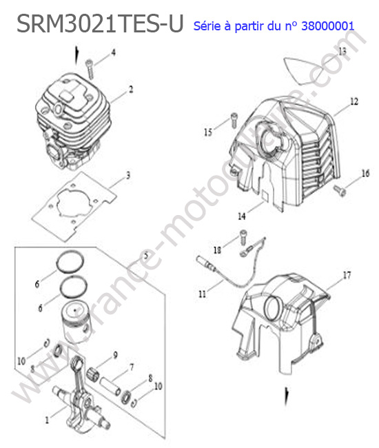Cylindre / Piston / Vilebrequin : ECHO - SRM3021TES-2