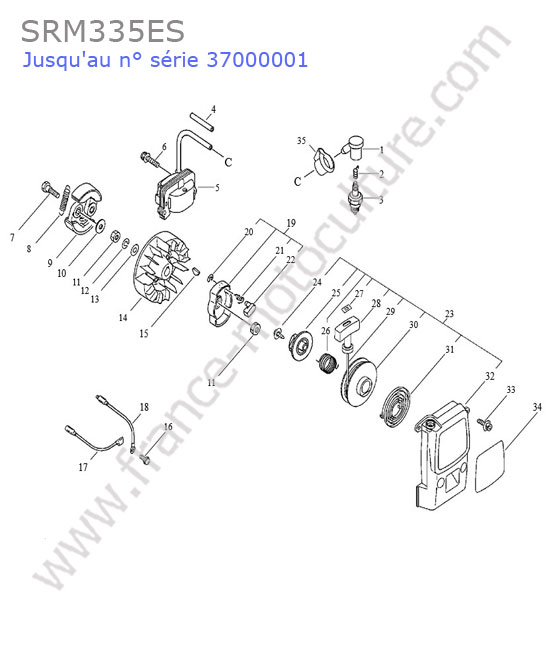 Allumage / embrayage / lanceur ECHO SRM335-1