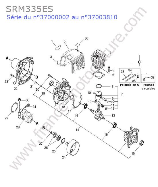 Cylindre / piston / vilebrequin ECHO SRM335-2