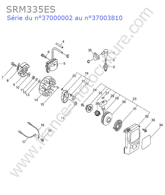 ECHO - SRM335-2 : Embrayage / allumage / lanceur