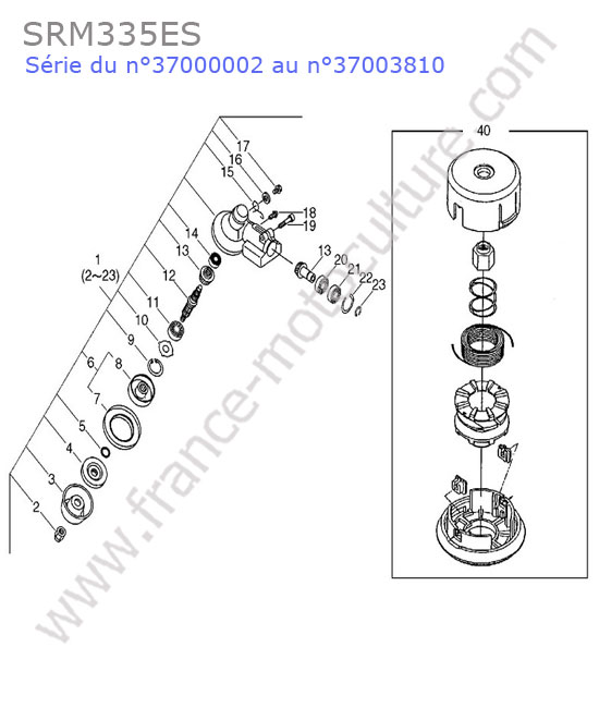 Renvoi angle / tete nylon ECHO SRM335-2
