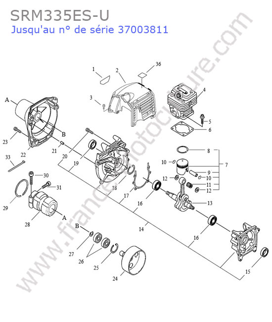 Cylindre / piston ECHO SRM335-3