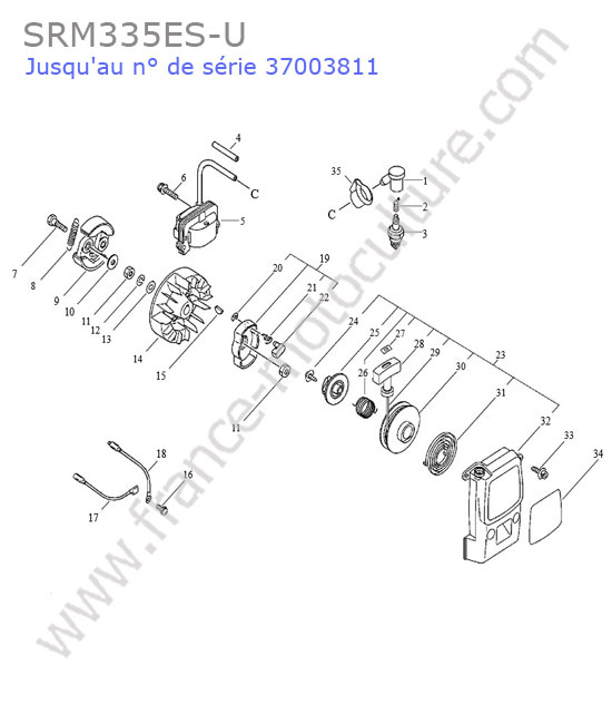 ECHO - SRM335-3 : Lanceur / embrayage