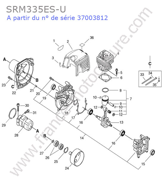 ECHO - SRM335-4 : Cylindre / piston