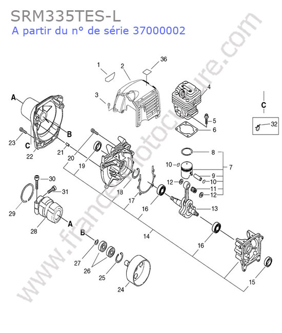 Cylindre / piston ECHO SRM335-6