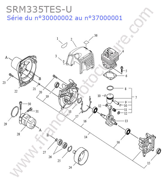 ECHO - SRM335-8 : Cylindre / piston / segment