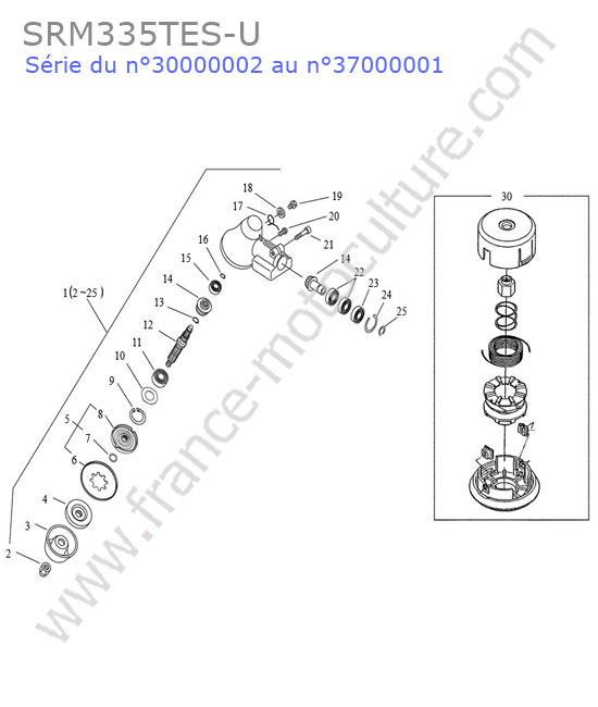 Renvoi angle / tete nylon ECHO SRM335-8