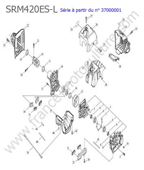 Carter vilebrequin / Couvercle ventilateur ECHO SRM420ES-1