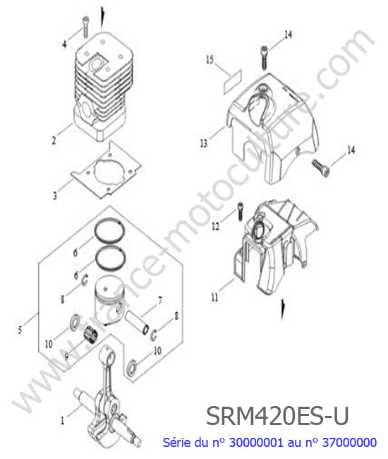 Cylindre / Piston / Vilebrequin : ECHO - SRM420ES-2