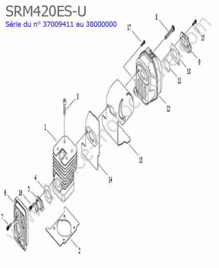 ECHO - SRM420ES-4 : Cylindre / Echappement