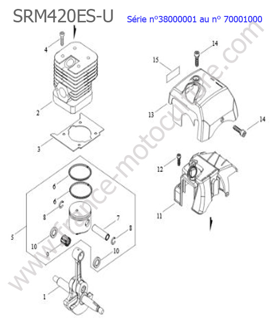 Cylindre / Piston / Vilebrequin : ECHO - SRM420ES-5