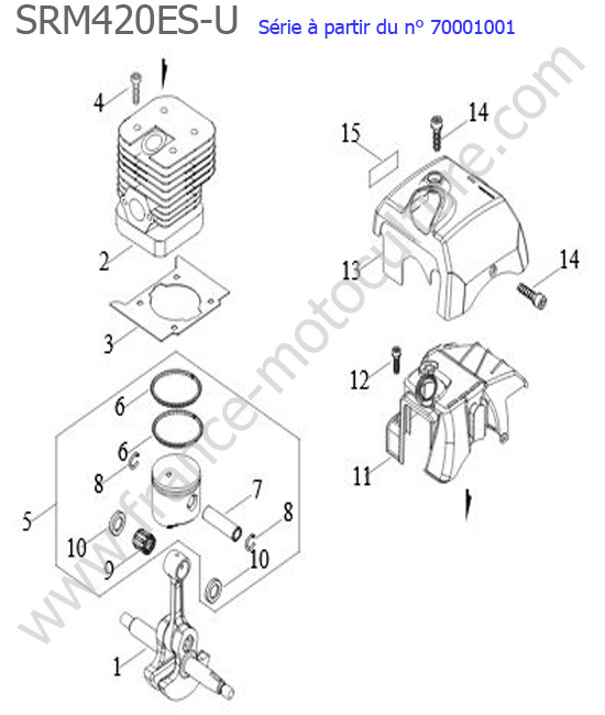 Cylindre / Piston / Vilebrequin : ECHO - SRM420ES-6