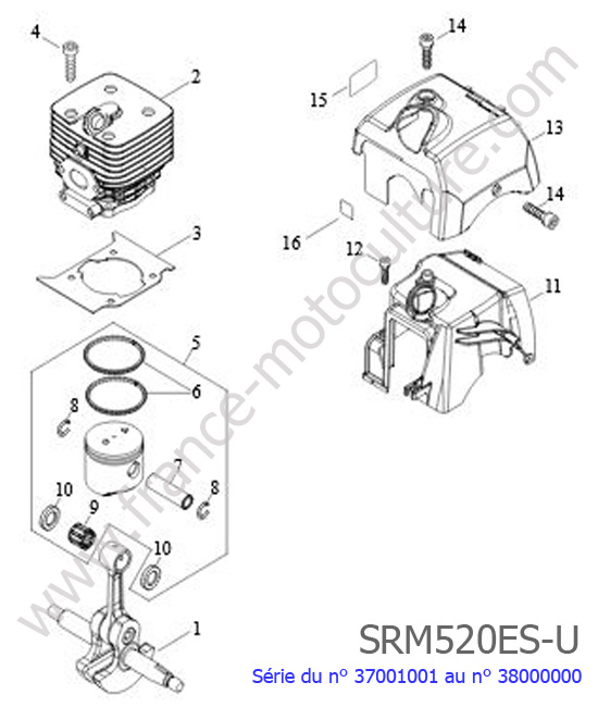 Cylindre / Piston / Vilebrequin : ECHO - SRM520ES-1