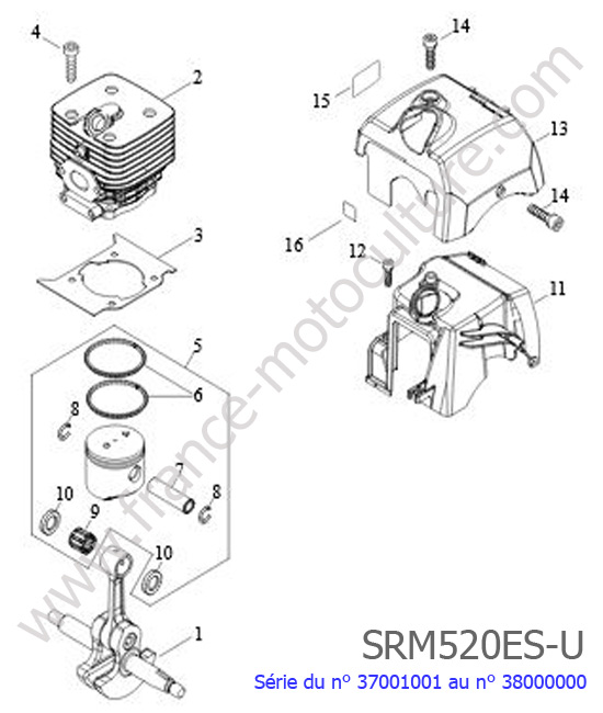 Cylindre / Piston / Vilebrequin ECHO SRM520ES-1