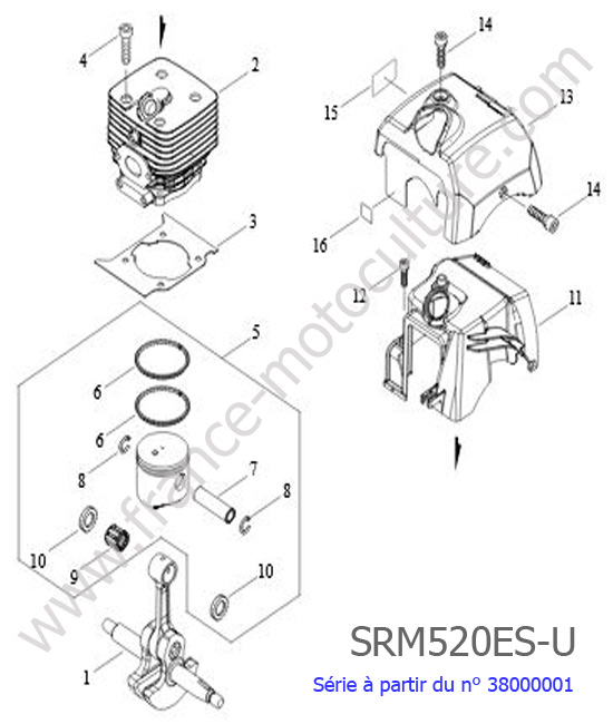 Cylindre / Piston / Vilebrequin : ECHO - SRM520ES-2