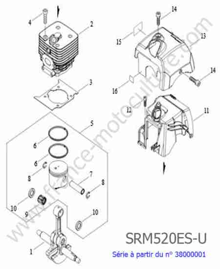 ECHO - SRM520ES-2 : Cylindre / Piston / Vilebrequin