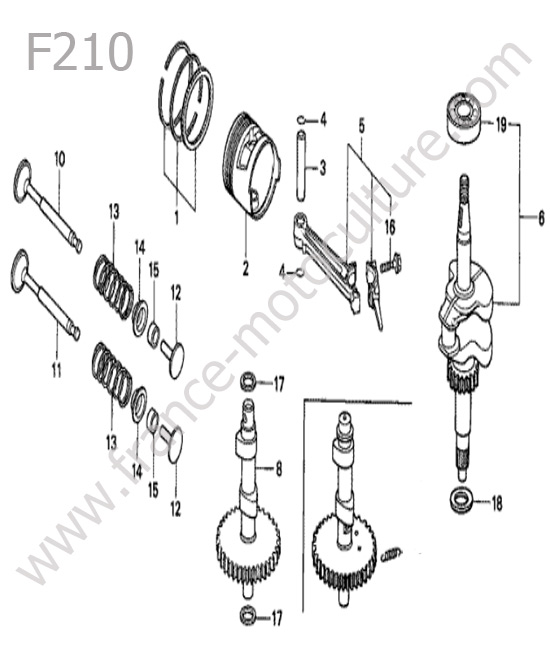 Vilebrequin piston HONDA F210