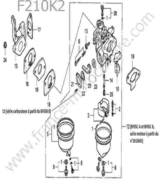 HONDA - F210K2 : Carburateur