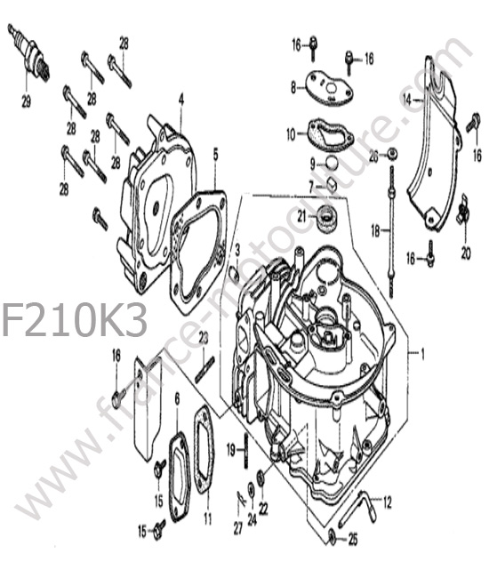 Culasse / bloc HONDA F210K3