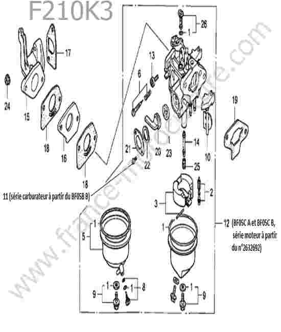 HONDA - F210K3 : Carburateur